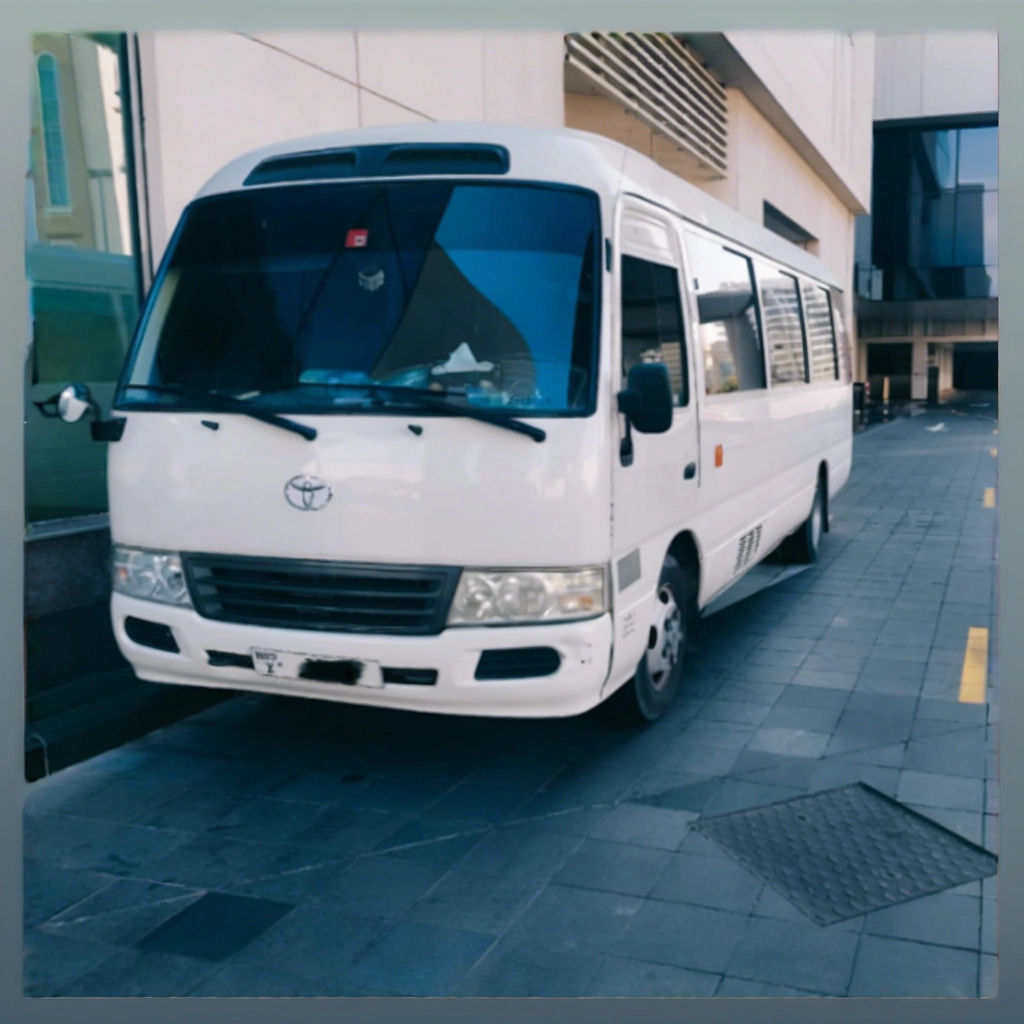 23 seater toyota coaster interior with comportable seating and ample legroom legroom.